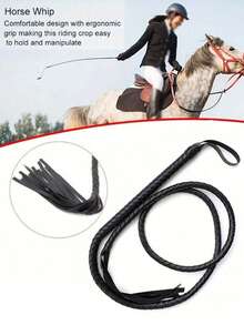 1根重型西部牛仔牛鞭，配有符合人体工程学的手柄和鞭环 - 长鞭杆设计，适用于盛装舞步、障碍赛和西部骑乘 - 耐用且用途广泛的训练鞭，带有逼真的鞭响声