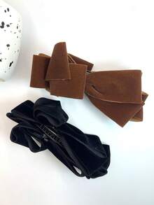 High-End Melad Suede Multi-Layer Bow Banana Clip 2025 Autumn Winter Ponytail Vertical Clip Twist Clip, Claw Clips, Hair Slide, Hair Barrettes, Head Accessories, Hair Accessories For Women - Multicolor - View 4