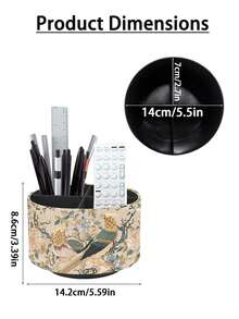 360° Rotating Cosmetic Storage Box, 4-Compartment Multi-Functional Desktop Organizer, Eyebrow Pencil, Makeup Brush, Office Pens, Remote Control Storage Tube, Suitable For Bathroom, Dressing Table, School Dormitory And Office Desk Storage (Magpie On A Branch). - Multicolor - View 11