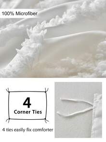 Bộ 2/3 vỏ chăn polyester họa tiết hoa hồng trắng, bộ chăn ga gối đệm hiện đại cho mọi mùa, vỏ chăn Boho, mềm mại, thoáng khí, có thể giặt bằng máy (1 vỏ chăn + 1/2 vỏ gối, không có ruột) - trắng - Xem 7