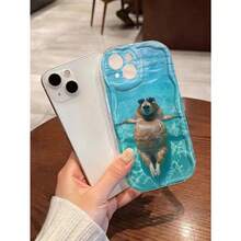 Funny Phone Case Wave, Sea Water Capybara, Colorful Glitter Oil Cream Ombre Print Protective Phone Case, Compatible With IPhone 15, Compatible With IPhone 15 Pro Max, Compatible With IPhone Compatible With Xiaomi Compatible With Redmi Waterproof Shockproof Anti-Fall Scratch Resistant - Trong sáng - Xem 5