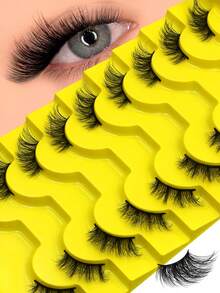 9 Paar halbe Wimpern Katzenaugen-Wimpern natürlich lang flauschig leicht Kunstmink-Wimpern Fuchsaugen-Schwanz-Verlängerungsstil für tägliches Make-up Verlängerung Falsche Wimpern wiederverwendbar