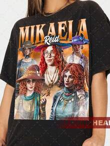 Mikaela Reid Vintage T-Shirt, Gift For Woman And Man Unisex T-Shirt - 黑色 - 查看 1