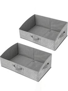 1 Pc Large-Capacity Foldable Storage Bins With Handles, Fabric Organizer Box, Easy-To-Carry Closet Basket, Space-Saving Home Storage - Multicolor - View 3
