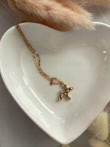 1件装不锈钢气球狗项链 简约银色可爱动物吊坠 精致金链锁骨女士项链 - Necklace - 查看 5