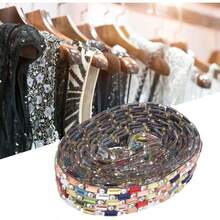 Cadena de Diamantes de Imitación Multicolor, Cinta de Cristal para Decoración de Ropa, Plancha o Pegamento (5 filas de colores (1,4 de ancho)) - 5 filas de colores (1,4 cm de ancho) - Ver 6