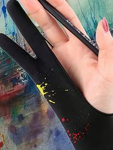 绘画手套、艺术家绘画手套、两指素描手套、耐磨防汗绘画手套、两指艺术素描油画手套、防污手套 - 艺术家必备，适用于书法、数字绘画、防滑透气数字绘画手套、油画、艺术创作、左右手通用、素描手套、防触碰手套、平板电脑绘画辅助工具