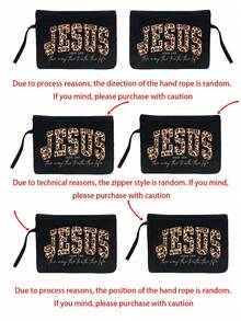 Black Linen Handbag+Handbag Set, With Leopard Print Jesus Pattern Print Design,Religious Cross Pattern Shoulder Bag & Wallet,Lightweight Casual Bohemian Style, Two Pieces Women's Christian Purse Gift Set, Bohemian Church Festival Bible Study, Lightweight Casual Travel Tote,Church Bible Study Festival Accessories, Easter Christmas Gift Idea,Thanksgiving Gifts - Multicolor - View 10