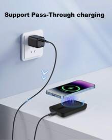 MagSafe-Compatible Portable Charger, 10000mAh 15W Compact Magnetic Power Bank For IPhone 17/16/15/14/13/12, 1USB-C Charging Battery Pack For Christmas Gifts, Holiday Giftsportable Outdoor Travel Use - 黑色 - 查看 5