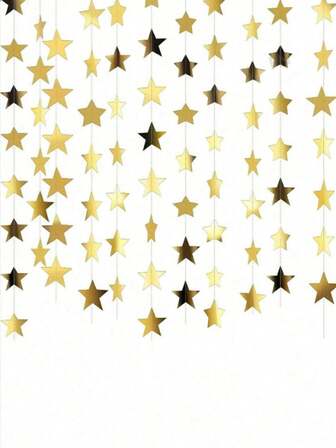 1/3/5pcs Glitter Star Garland Banner Decoration, 1Pack/4M Bright Star Hanging Bunting Banner Backdrop For Islamic Birthday Party Decor,Shinning Bright Stars Decorate Birthday, Flags Blue Silver Gold Rose Gold House Decoration Outdoor Decoration Garland Stage Star Pendant ,Five-Pointed Star Three-Dimensional Paper Pull Flower Colour Ball Pull Strip Birthday, Wedding, Festival Party Decoration