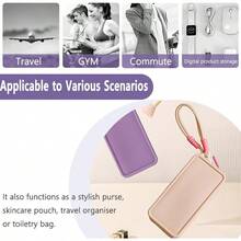 Macaron Style Silicone Travel Makeup Cosmetic Toiletry BagWaterproof Portable Organizer Pouch With Zipper Braided Lanyard Keychain Women Girls' Gym Wash Bag Purse Stores Makeup Brush And Nail Polish - Yellow - View 7