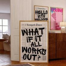 1pc Unframed Canvas Vintage Newspaper-Style "WHAT IF IT ALL WORKS OUT?" Motivational Slogan Decor – Fits Study/Living Room Wall Decor; Ideal For Motivational Decor Lovers, Vintage Style Enthusiasts - Multicolor - View 8