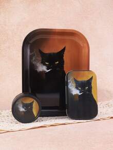 3件套吸烟配件套装，包括1个金属香烟托盘、1个金属香烟盒和1个塑料研磨器，多种优雅印花图案，吸烟配件礼品，节日礼品 - 彩色 - 查看 28