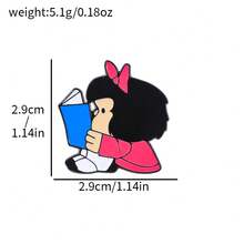 1pc Cartoon Creative Little Girl Mafalda Style Metal Badge, Enamel Lapel Pin Brooch Accessory For Clothing, Bag, Christmas Gift For Friends - Multicolor - View 9