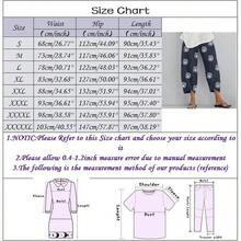 Pantalones casuales de cintura para mujer, con estampado ancho y elstico, para mujer, con cintura y cintura - Azul oscuro + G - Ver 5