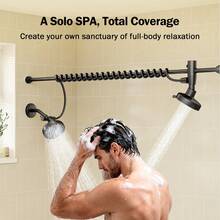 Tandem Shower Head For Couples, Dual Shower Head With Original Adjustable Slider, High Pressure Double Shower Head For Two People Rod, 2 Showerhead System For Couples, Renter-Friendly, SPA-Like, Gift For Women Men, Black - Black - View 8