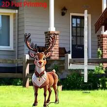 Decoración de jardín de renos navideños - Decoración de arte decorativo de plástico con forma de ciervo - Decoración de césped y suelo para exteriores para exhibición navideña - Decoración temática de animales sin alimentación eléctrica para fiestas - Multicolor - Ver 2