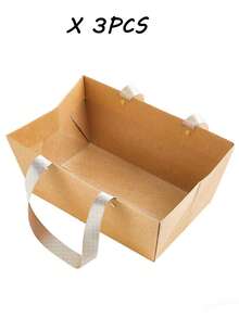 [Kraft Paper Basket] Christmas Kraft Paper Gift Basket With Handle, 9.8 X 6.5 X 4.3 Inches - Gift Wrapping, Wedding, Party, Christmas, Valentine's Day. - Multicolor - View 10