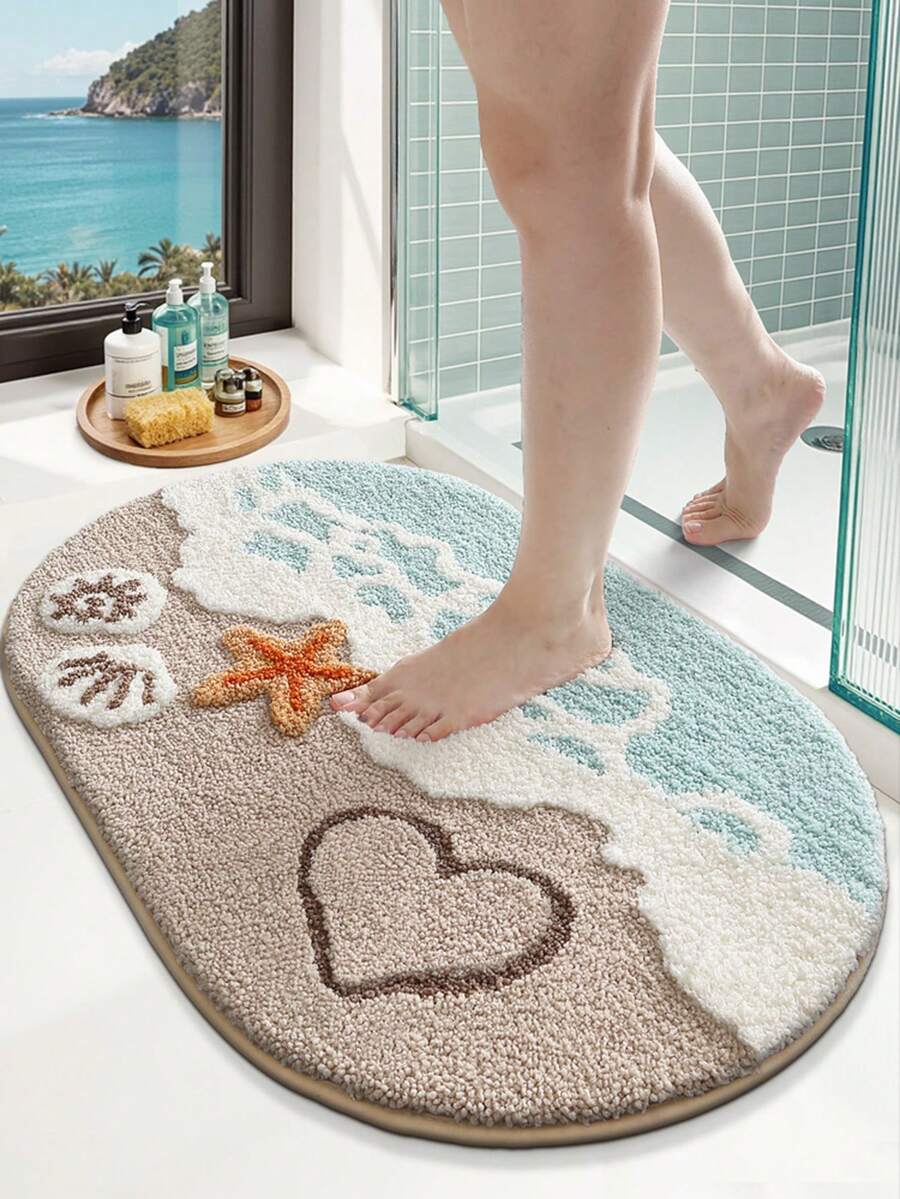 DAJIANG 1pc Fluffy Bathroom Rug, Soft And Comfortable Foot Feel, Flower Shaped Bath Mat With TPR Non-Slip Bottom, Suitable For Hallway, Bedroom, Living Room, Bedside, Decorative Small Rug, Machine Washable And Easy To Clean