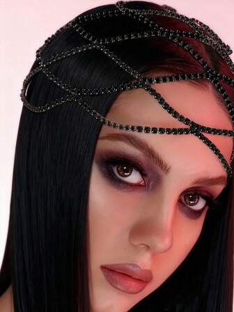 时尚水钻发饰，复古镂空发网，个性化派对炫彩发链，异域风情全钻首饰。