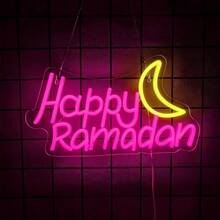 Biển đèn neon chúc mừng Ramadan để trang trí tường, biển đèn LED neon Eid Mubarak để trang trí lễ hội Hồi giáo, với hình trăng khuyết Ramadan Mubarak, đèn LED trang trí Eid, phòng ngủ, phòng khách, đồ dùng cho tiệc Eid Al Fitr, quà tặng cho trẻ em và phụ nữ, sử dụng nguồn USB, dễ dàng treo. - ánh sáng đa sắc - Xem 13