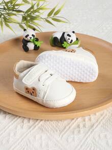 1pair Unisex Cartoon Bear PU Hook-And-Loop Design Infant Sports Shoes Suitable For 0-1 Year Old Toddler Walking Shoes Soft Anti-Slip Rubber Sole Infant Shoes, For Spring, Summer, And Winter - Gold - View 14