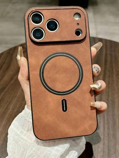 Luxury Matte Leather Phone Case Compatible With IPhone 17 Pro Max 17 Pro 17 16 15 14 13 12 Pro Max Plus 16E 17 Air 11 Magnetic Wireless Charge Camera Protector Cover