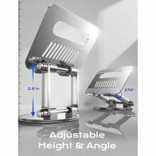 Support d'ordinateur portable réglable, rotation à 360°, ergonomique, pliable et portable - convient à tous les ordinateurs portables jusqu'à 16 pouces
