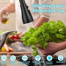 Aireador Extensor de Grifo Giratorio, 360 Giratorio Grifo Extensor 3 Modos, Gran Angulo, Filtro De Salpicaduras Universal Filtro Grifo Cocina Negro - Negro - Ver 8