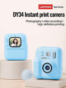 Lenovo 联想DY34拍立得相机，内置MP3播放器，支持8倍光学变焦和1080P高清视频拍摄，配备1300mAh电池和32GB SD卡，可拍摄多种特效的高清照片，是节日、新年、生日等场合的创意礼物之选。 - 藍色 - 查看 3