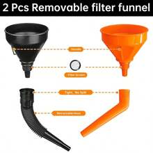 10 Pcs Fuel Funnels Set Plastic Neck Oil Funnels With Detachable Spout & Filter - Multicolor - View 4