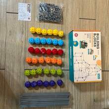 98pcs Castle 3D Geometric Building Blocks DIY House Construction Straws Transformable Building Blocks Children's Spatial Intelligence Development Play Tent DIY Bead Castle Building Blocks