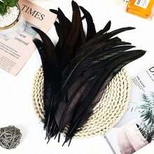 10/100根人造黑色公鸡羽毛尾巴，长度25-40厘米，适用于DIY婚礼装饰、手工工艺项目、羽毛缝纫和优雅服装造型。 - 彩色 - 查看 5