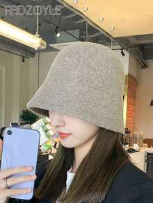 FADZOYLE 1pc Women's Multi-Color Thick Warm Windproof Wool Fisherman Hat, Korean Fashion Versatile Daily Wear, Skiing Ear Bucket Hat, Adjustable - Con lạc đà - Xem 2