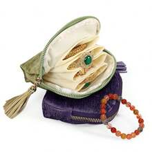 1 حقيبة تخزين مجوهرات فاخرة، متعددة الطبقات مع إغلاق سحاب وزخرفة شرابة - بطانة ناعمة، حقيبة سفر محمولة، تحتفظ بالأساور والساعات والأقراط - هدية أنيقة للنساء/الأم