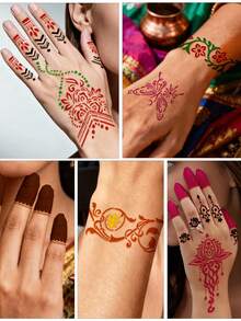 Waterproof Temporary Tattoo Flower Stencils For Women - Perfect For DIY Tattoo, Wedding, And Party Makeup, For Women Hand Body Paint Tattoo Stickers Christmas New Year Gift - Black and White - View 8