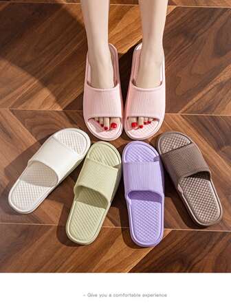 รองเท้าแตะ EVA นุ่มสบายสำหรับใส่ในบ้าน ระบายความร้อนได้ดี สำหรับทั้งชายและหญิง รองเท้าแตะกันลื่นแห้งเร็วสำหรับอาบน้ำในห้องน้ำ