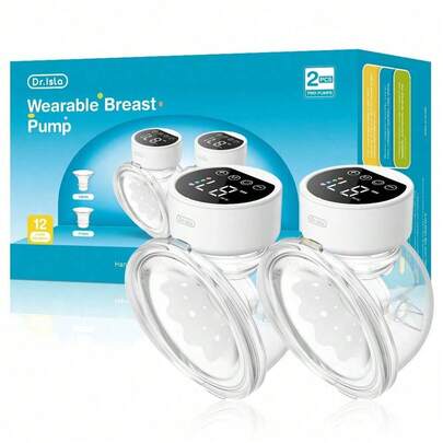 2pcs 180ml Wearable Electric Breast Pump 4 Modes Inverter Mode 12 Settings Per Mode Low Noise Anti-Spill Design