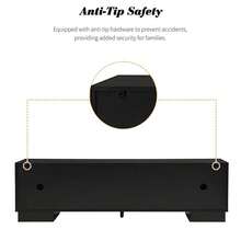 MERAX 70.8'' Modern TV Stand For TVs Up To 75 Inches, Entertainment Center With Storage Cabinets, 4 Drawers And A Metal Center Leg, Minimalist Modern Media TV Console Table For Living Room, Black - 黑色 - 查看 6