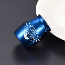 小型纪念骨灰盒，用于存放人类和宠物的骨灰，迷你骨灰盒，纪念骨灰盒 - 你的翅膀已准备就绪，但我们的心却尚未准备好 - 藍色 - 查看 4