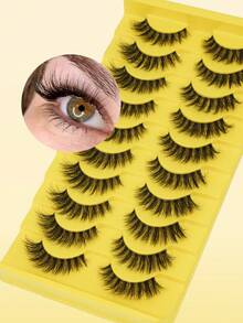 10 Pairs Natural Eyelashes, Fine Fake Lashes For Natural Nude Makeup Look, Soft And Gentle Eye Enhancer, Perfect For Everyday Use,The Perfect Christmas Gift - Mi tự nhiên - Xem 6