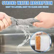 30-Piece Heavy-Duty Steel Wool Scrubbing Pad - Non-Scratch Dual-Purpose/Dry Cleaning Cloth Upgraded Metal Mesh Brush Suitable For Tableware, Sink, Pot County And Flat-Bottom Pot - Commercial Kitchen Cleaning (Gray), Room Cleaning Cloth, Pot Scrubbing Pad, Dry Dual-Purpose - 銀色30pcs - 查看 7