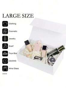 5个装 - 带磁扣的豪华礼盒，附赠丝带。非常适合用作伴郎邀请礼盒、婚礼、圣诞节、万圣节、生日礼物（白色） - 白色 - 查看 9