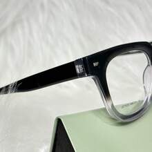 Unisex Oval Square Retro Acetate Eyeglass Frame BL7033 Size M/L - preto brilhante - 查看 5