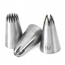 5pcs, Pipping Tips, Stainless Steel Pastry Tips.One Kit For Every Design! 5-Piece Cake Piping Tip Set. Seamless & Durable. Unlock Creativity For Home Baking, Cake Shops, And Bubble Tea Stores. - 銀色 - 查看 3