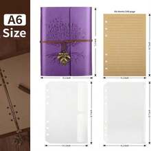Billtigif PU Leather Journal Notebook, Refillable Travel Vintage Writing Journals Diary, Gifts For Women, Men, Teen Girls And Boys, 100GSM Lined Paper,160 Pages(Purple, A5 9.2" X 6.5") - ColorD - 查看 2