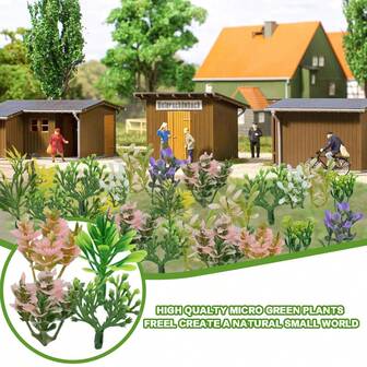 100g/300g Mixed Model Miniature Plants Miniature Trees Green Miniature Shrubs Scenic Railway Layout Park Garden Landscape Static Grassland View
