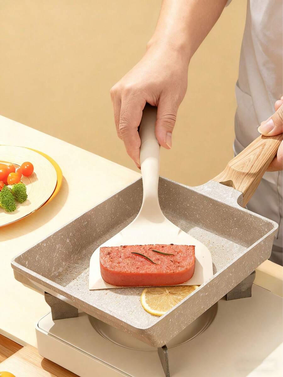 White Silicone Tamagoyaki Spatula, Non-Stick Pancake Spatula, Suitable For Frying Eggs, Cookies, Omelets, Fish, Burgers - White - View 1