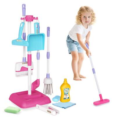 Kids Cleaning Set For Toddlers,12 Pieces Montessori Cleaning Toys With Kids Broom And Mop Set, Housework Pretend Play Toy Gift For Boys Girls