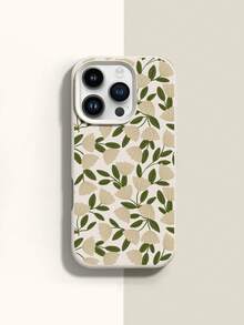 1 Stück Mode Hochwertige Flüssigsilikon Handyhülle mit Vollbildschirm Weiße Blumen & Grüne Blätter Muster, stoßfest und weich, kompatibel mit Apple 11/12/13/14/14 Plus/15/15 Plus/16/16 Plus/17/17 Pro - Verschiedenfarbig - Übersicht 1